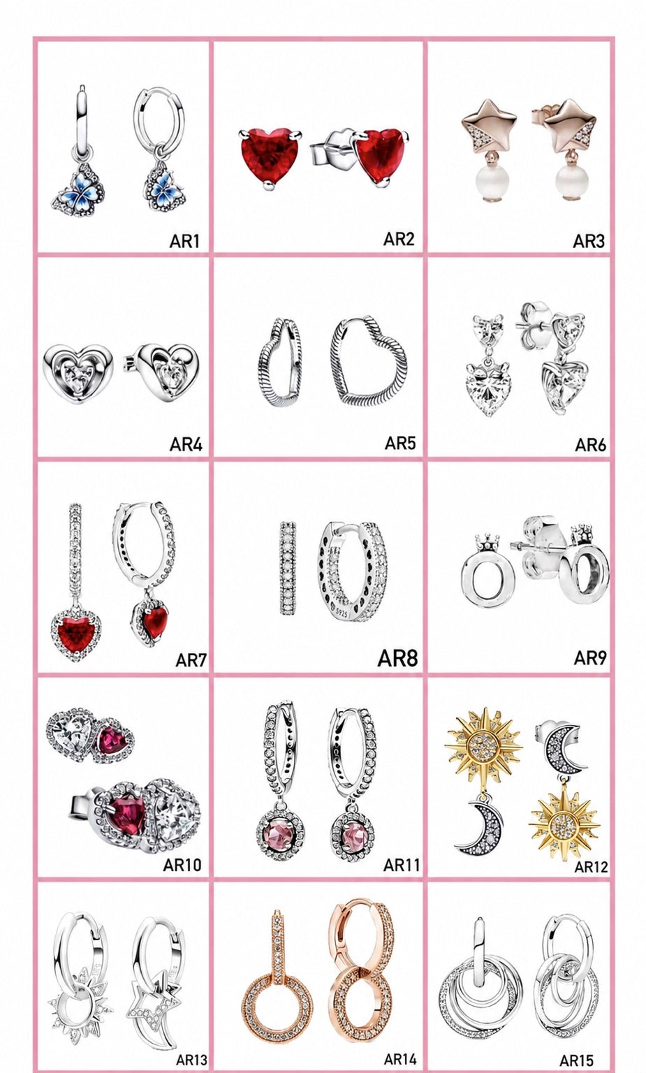Aretes modelos AR1 a AR15