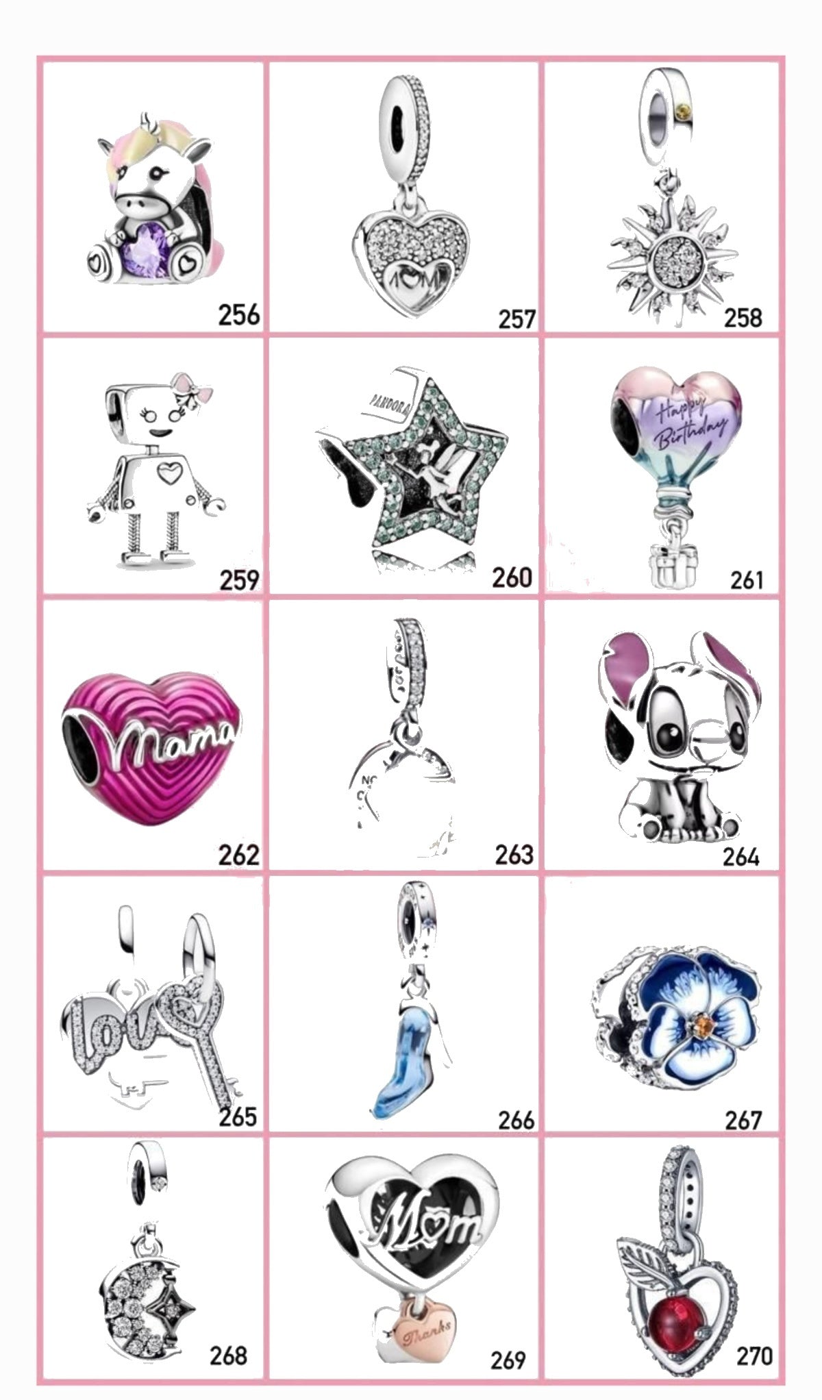 Portada Charms diseños 256 al 270