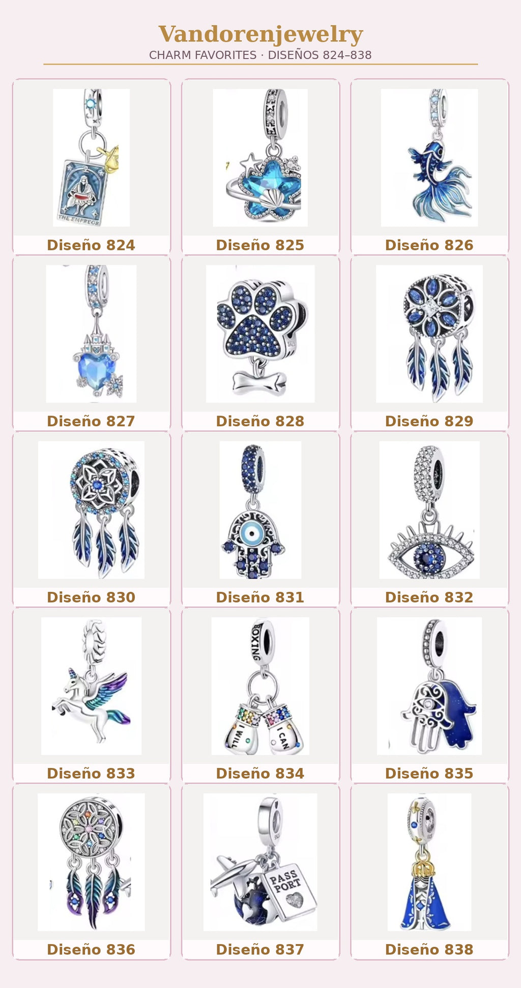Portada Charms diseños 824 al 838