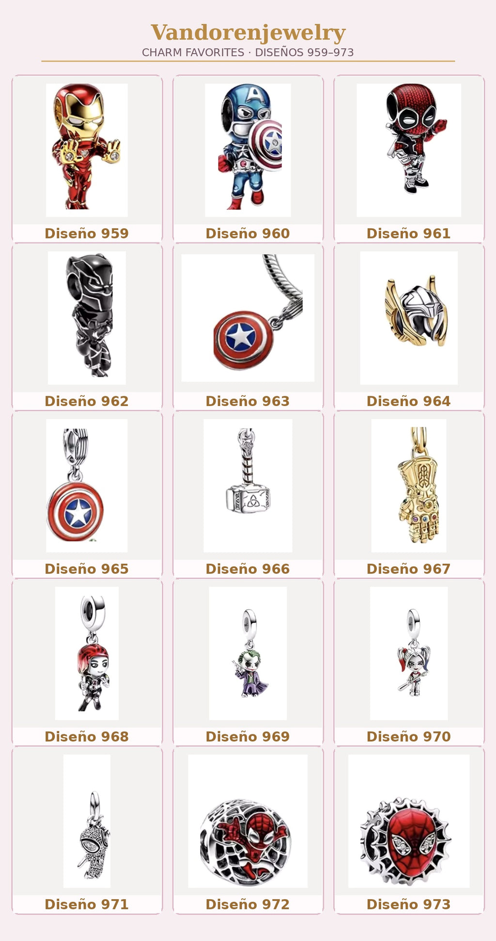 Portada Charms diseños 959 al 973