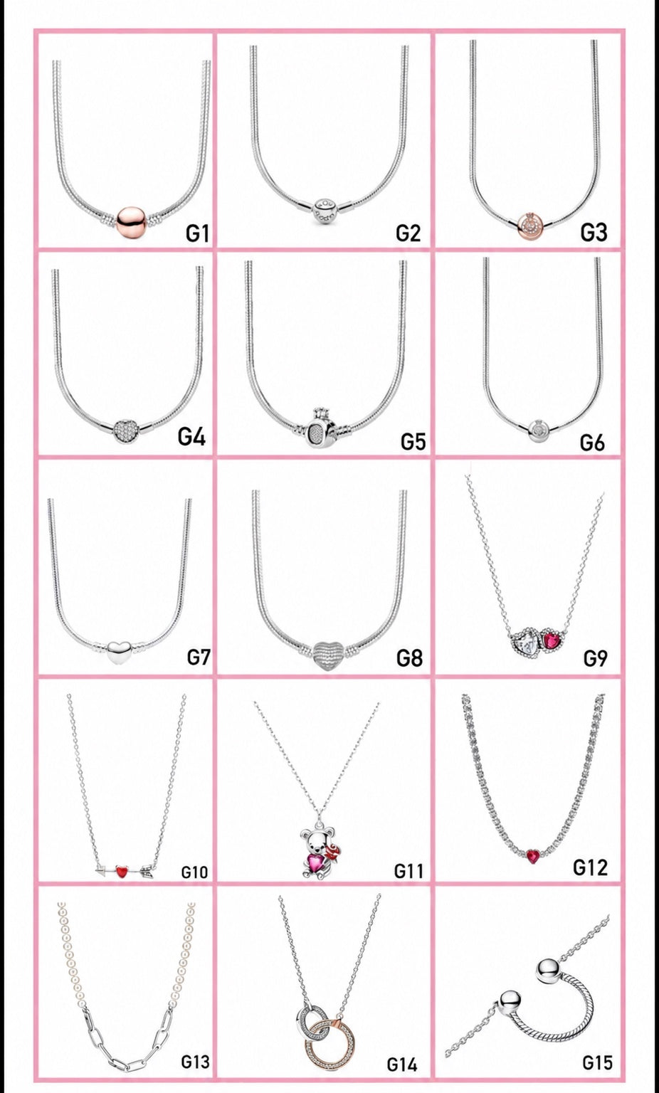 Collares modelos G1 a G15
