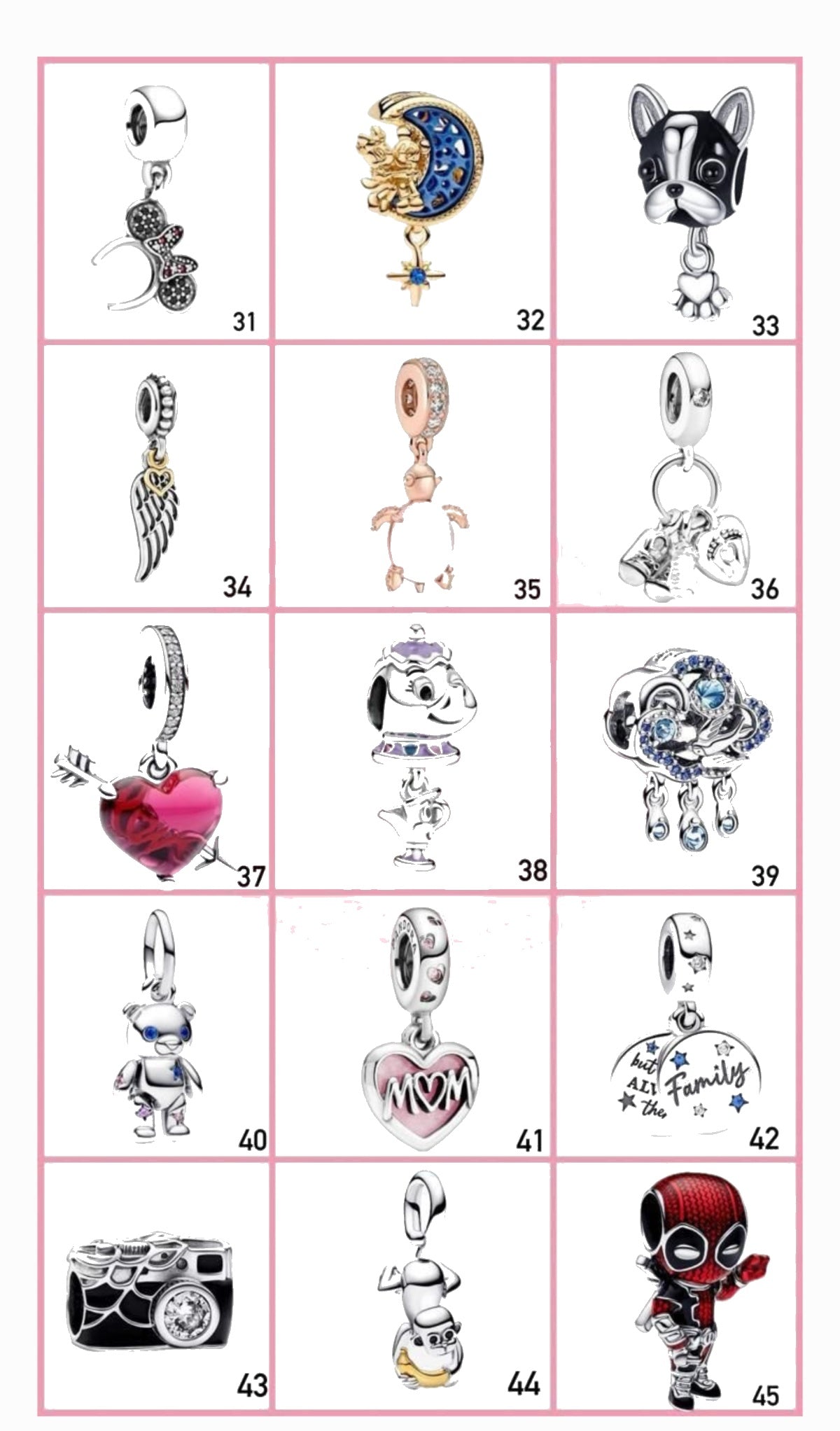 Charms Vandorenjewelry diseños 31 al 45