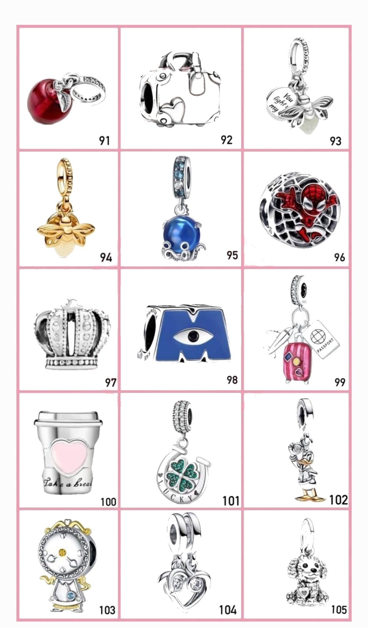 Charms Vandorenjewelry diseños 91 al 105