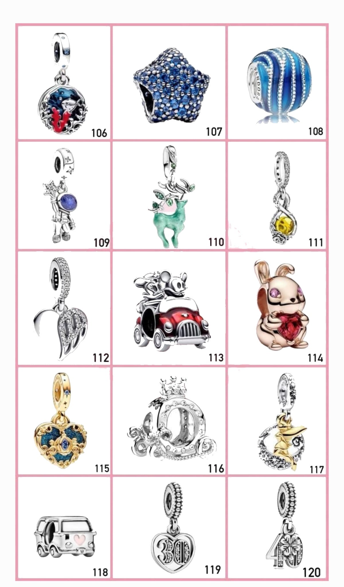 Charms Vandorenjewelry diseños 106 al 120