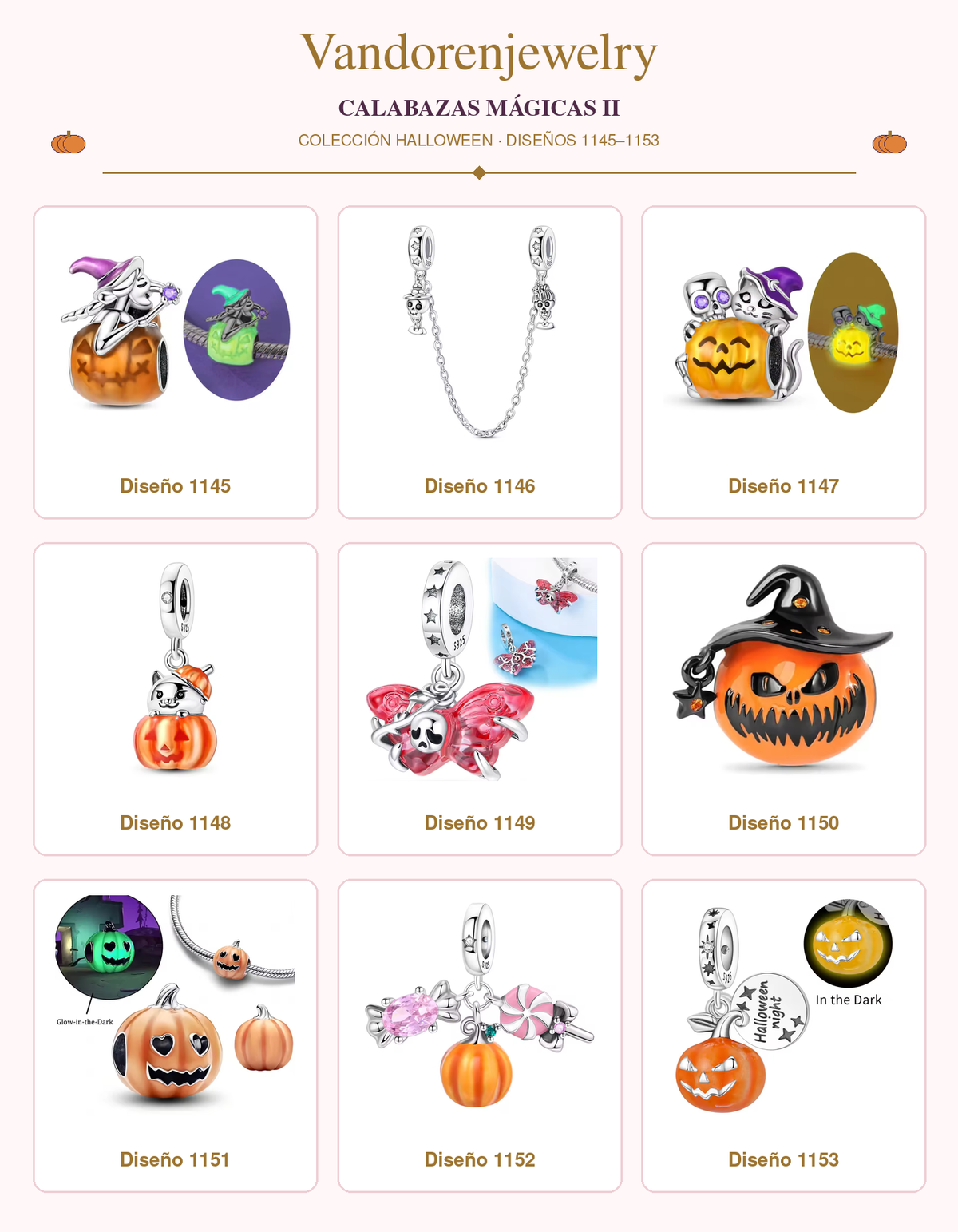 Charms Halloween diseños 1145 a 1153