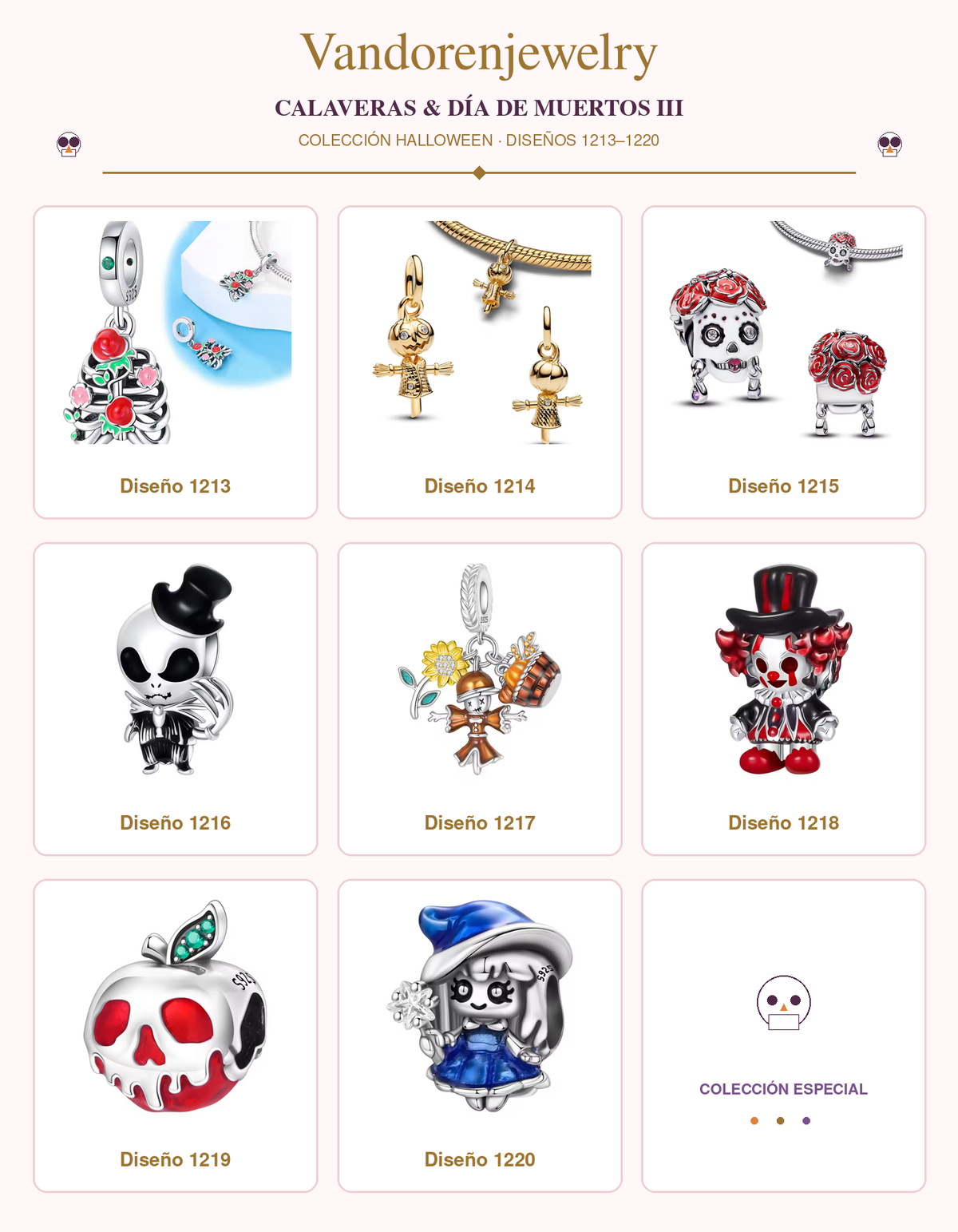 Charms Halloween diseños 1213 a 1220
