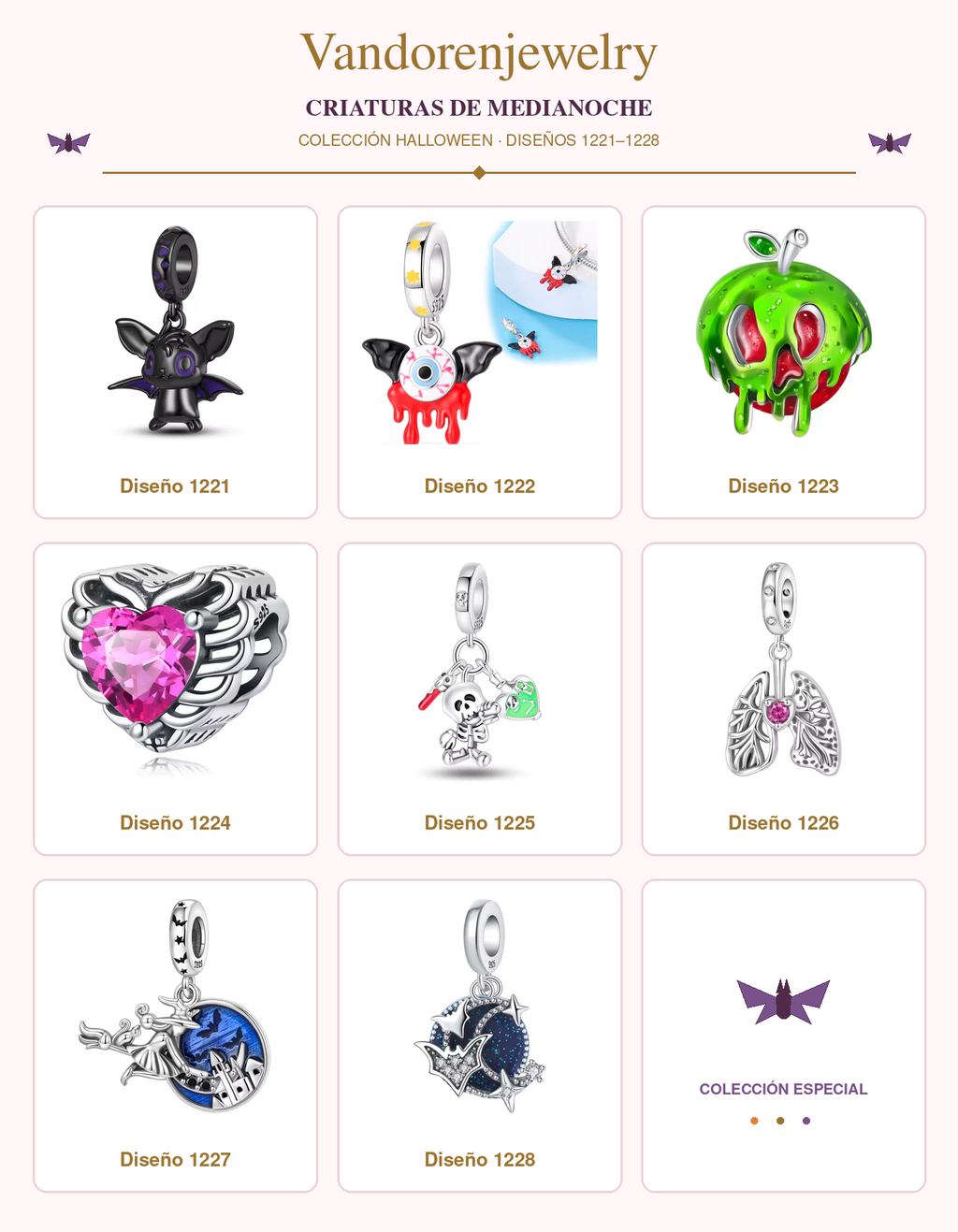 Charms Halloween diseños 1221 a 1228