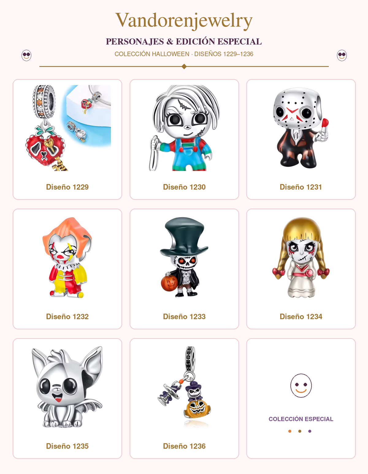 Charms Halloween diseños 1229 a 1236