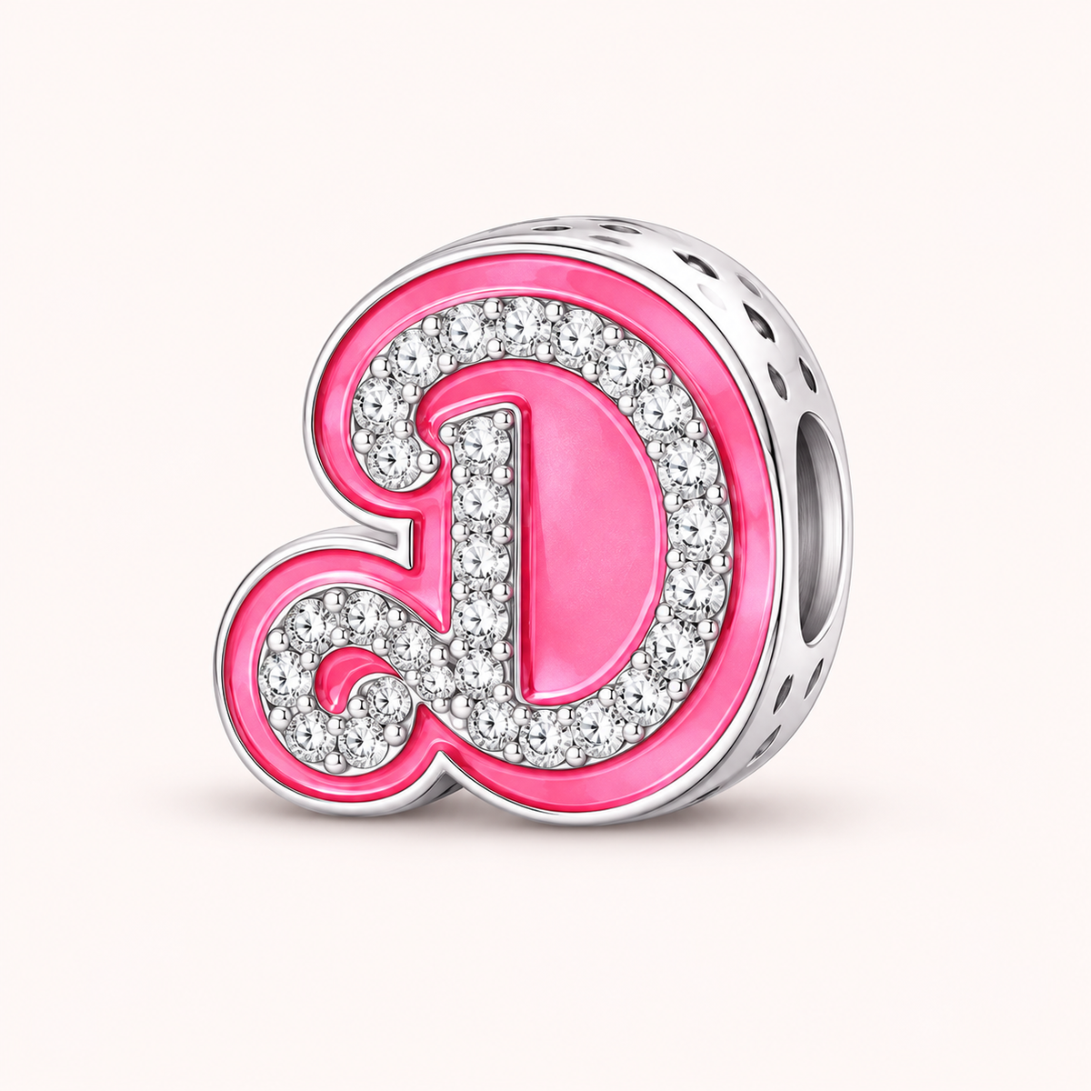 Charm letra D modelo rosa