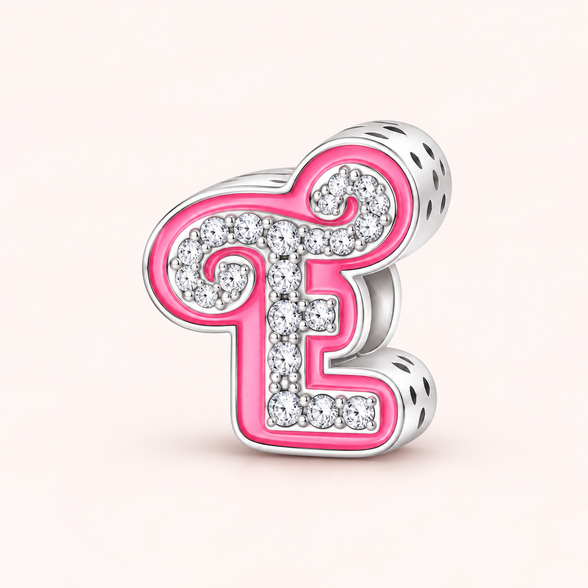 Charm letra E modelo rosa