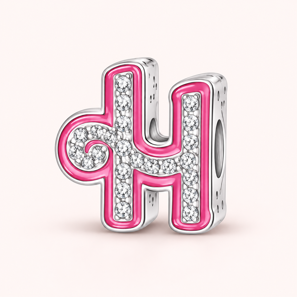 Charm letra H modelo rosa