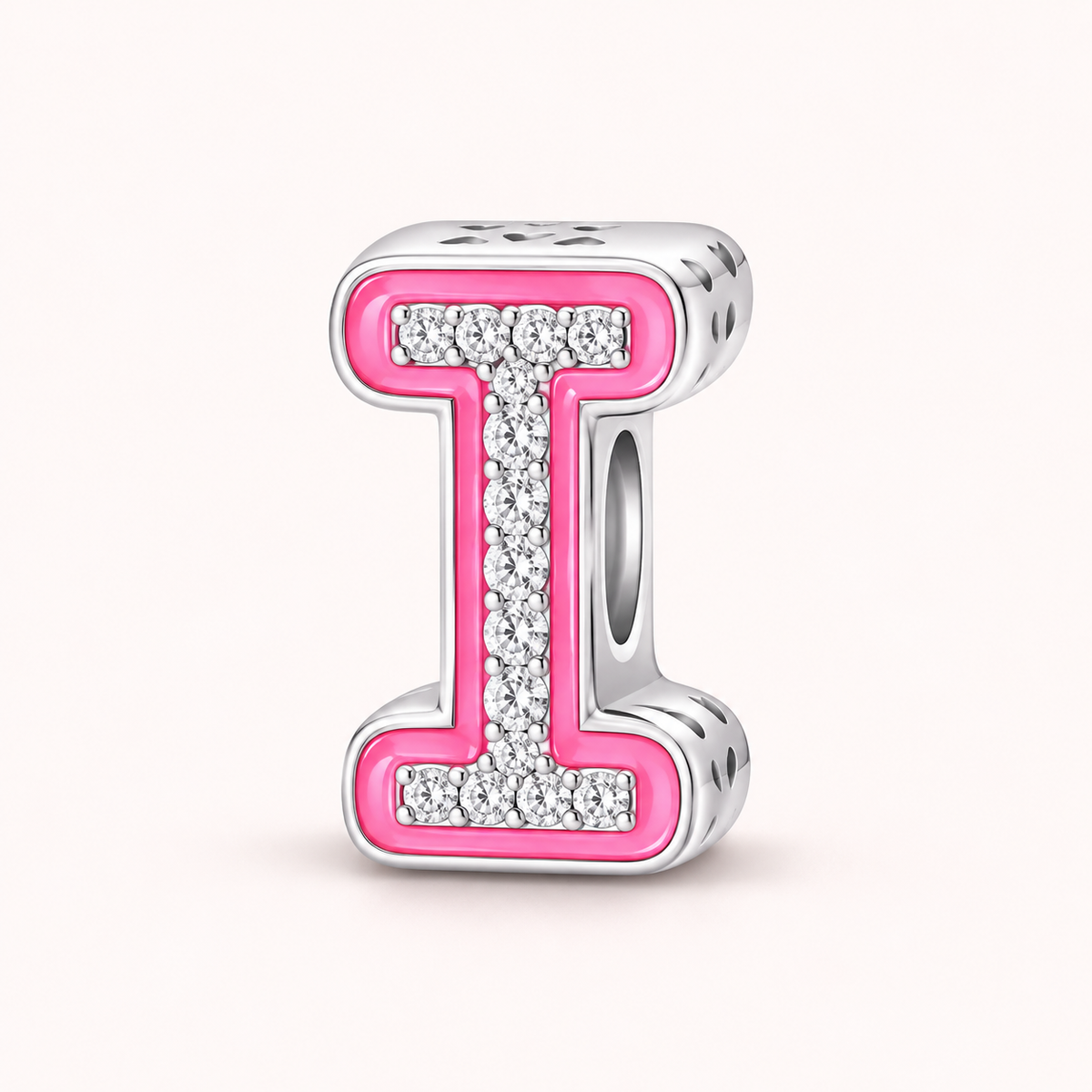 Charm letra I modelo rosa