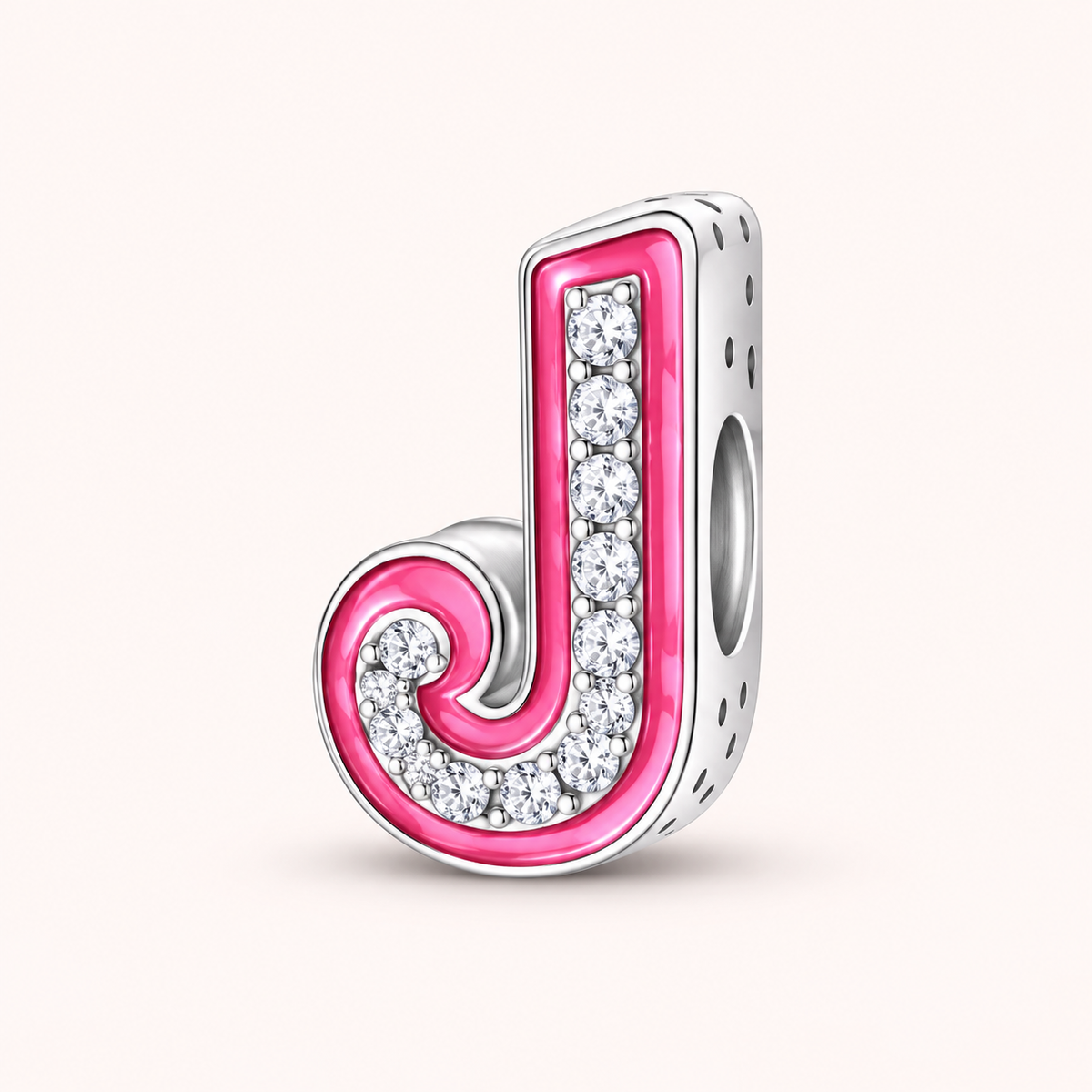 Charm letra J modelo rosa