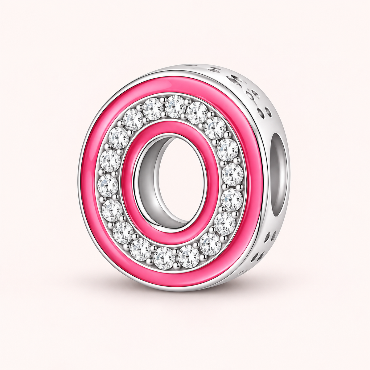 Charm letra O modelo rosa