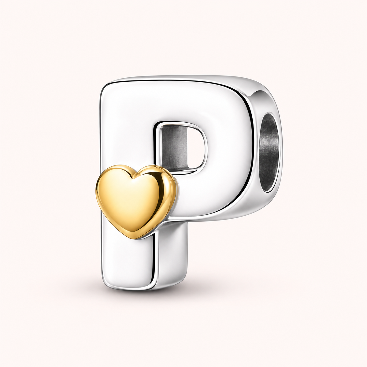 Charm letra P modelo corazon