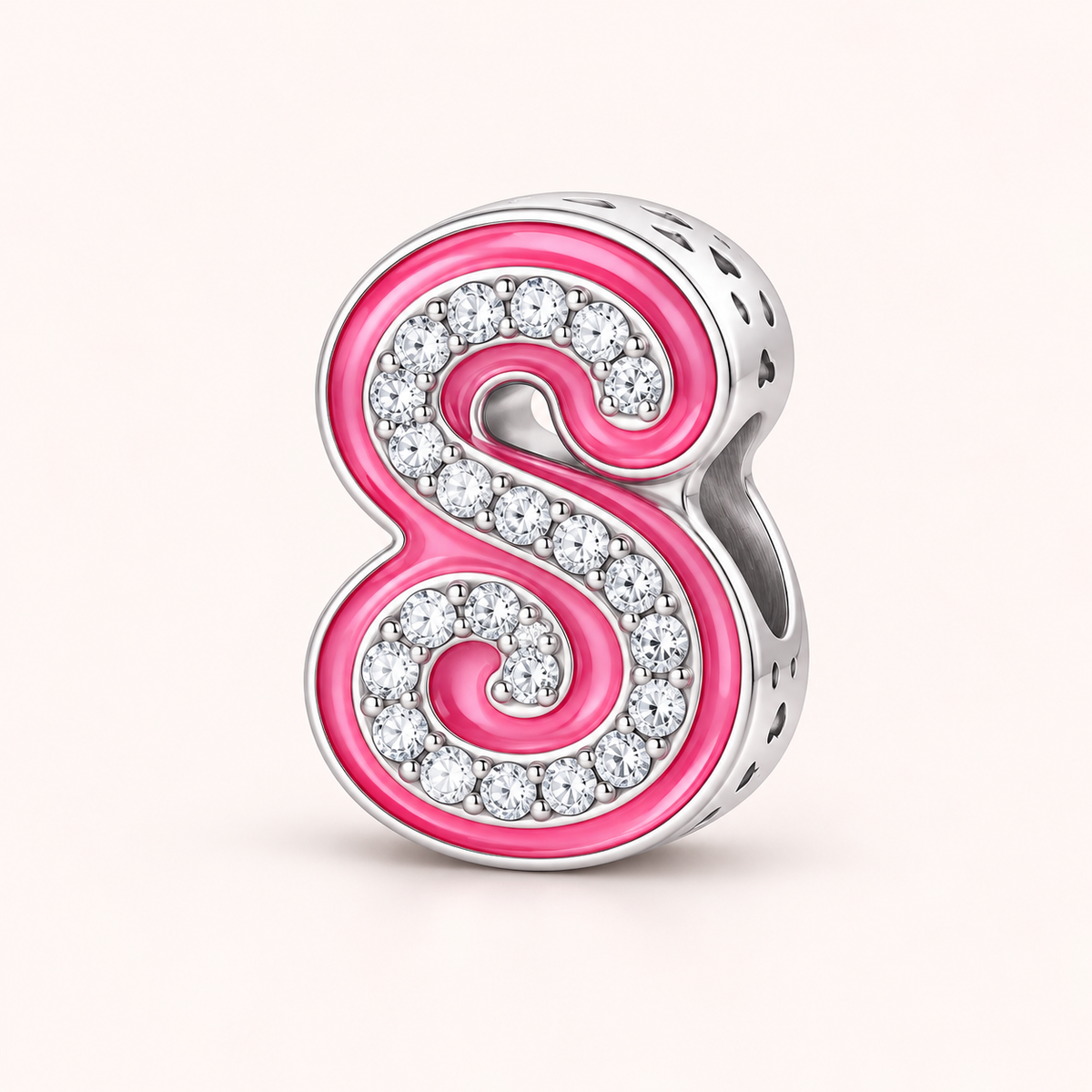 Charm letra S modelo rosa