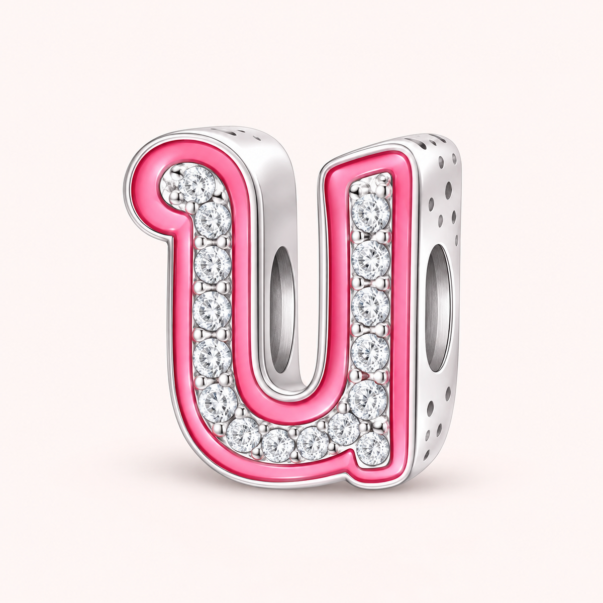 Charm letra U modelo rosa
