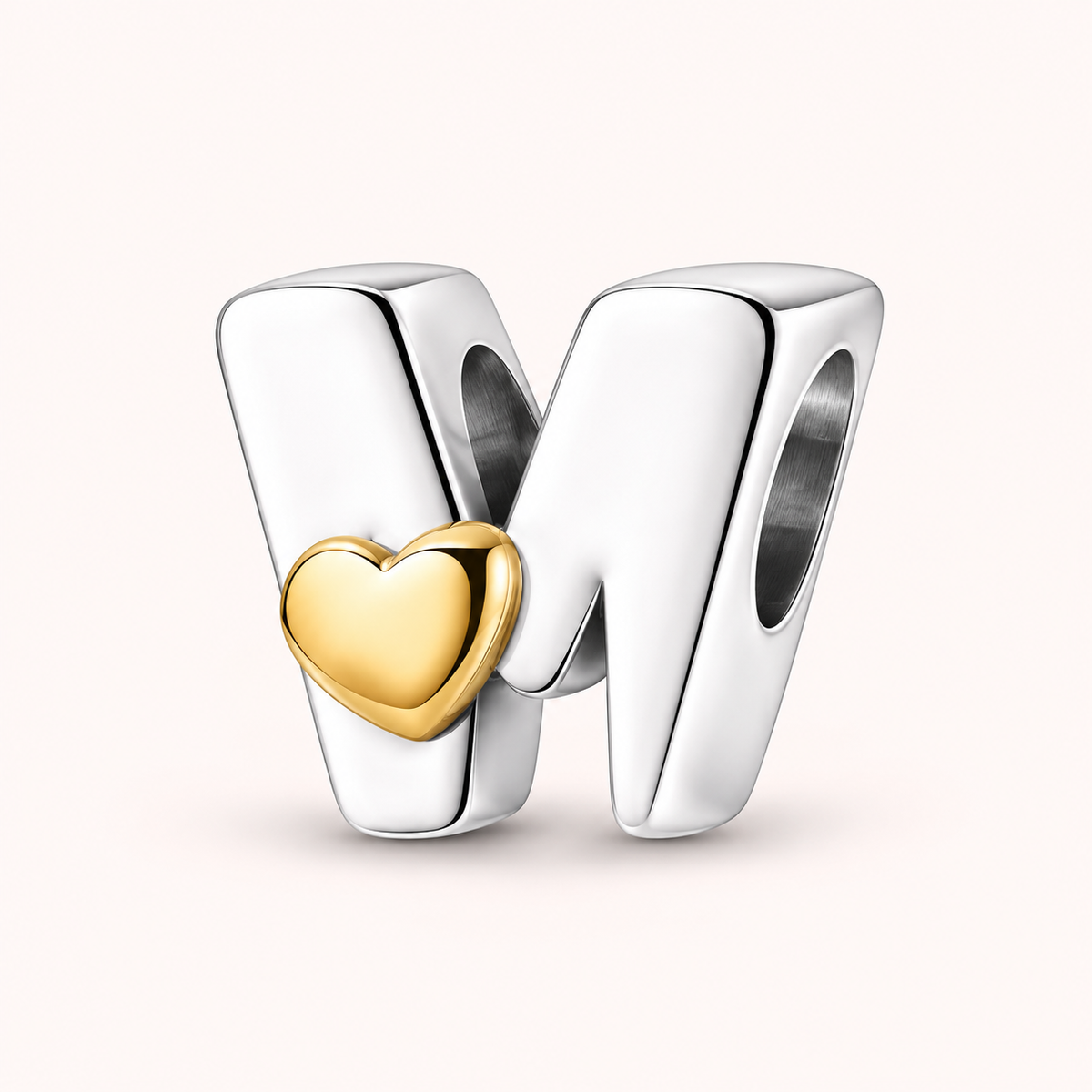 Charm letra W modelo corazon