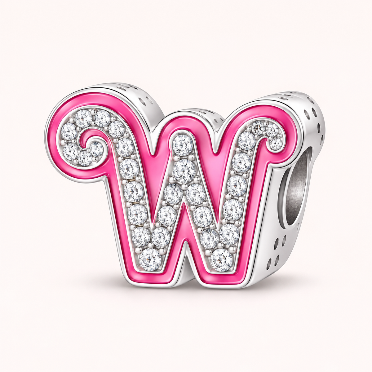 Charm letra W modelo rosa