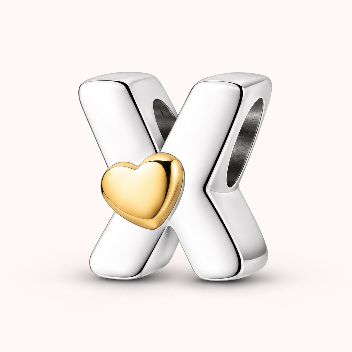 Charm letra X modelo corazon