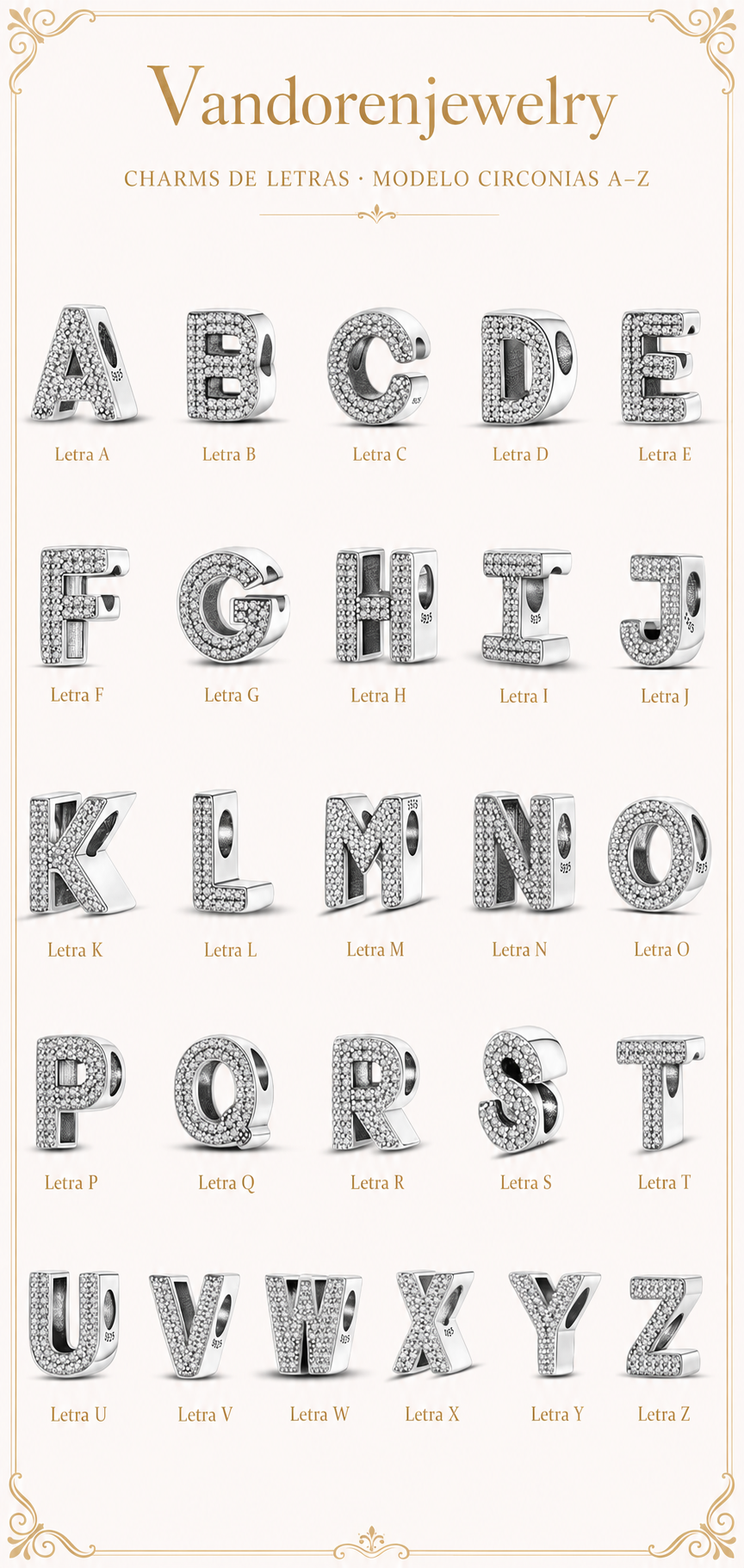 Charms de letras con circonias A a Z
