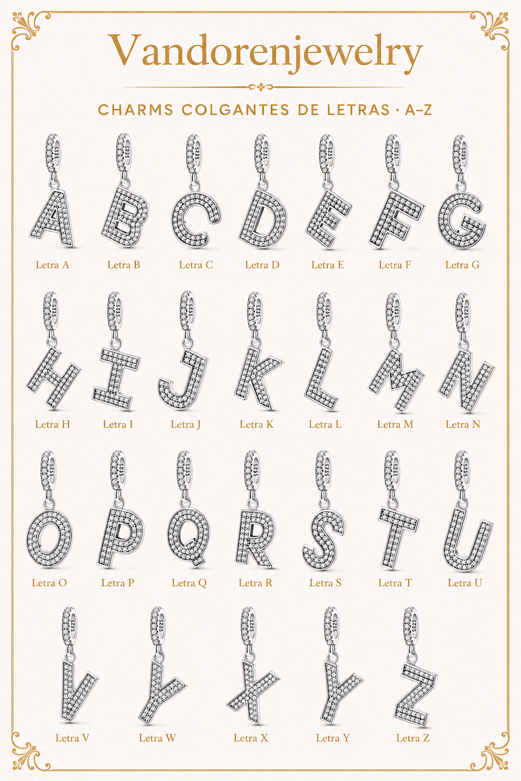 Charms colgantes de letras A a Z