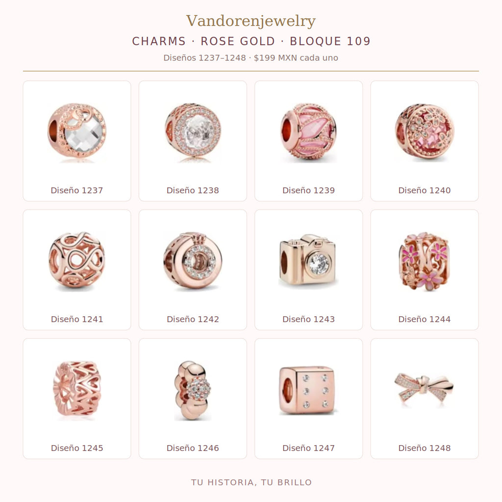 Charms Rose Gold diseños 1237 a 1248