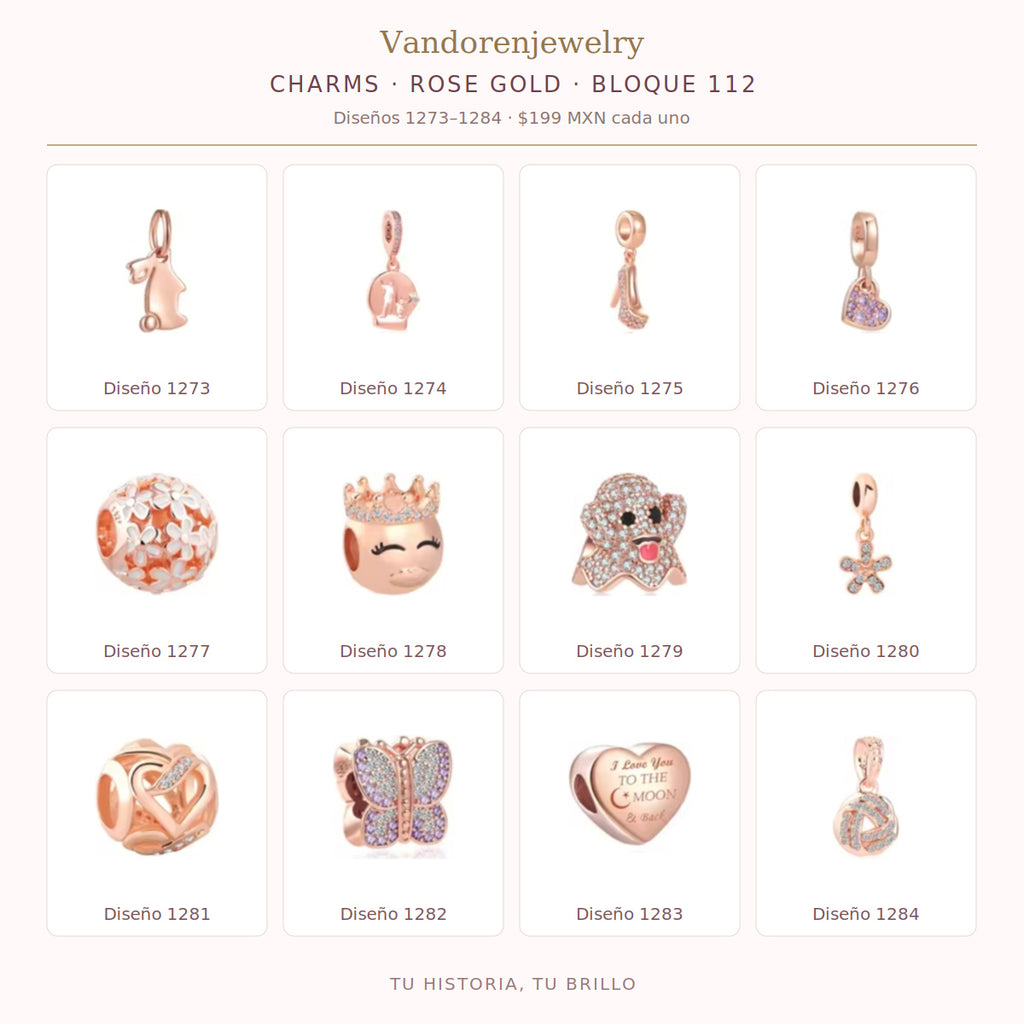Charms Rose Gold diseños 1273 a 1284