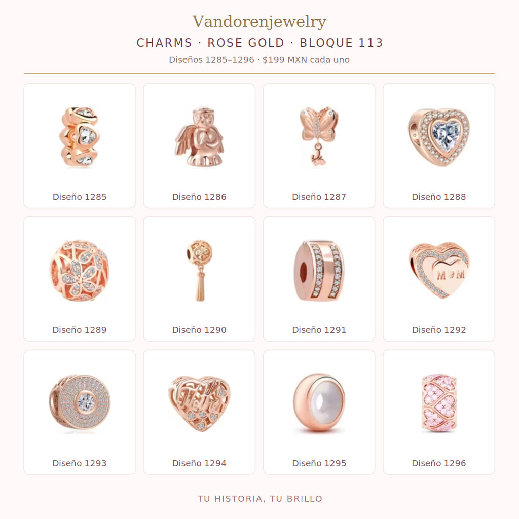Charms Rose Gold diseños 1285 a 1296