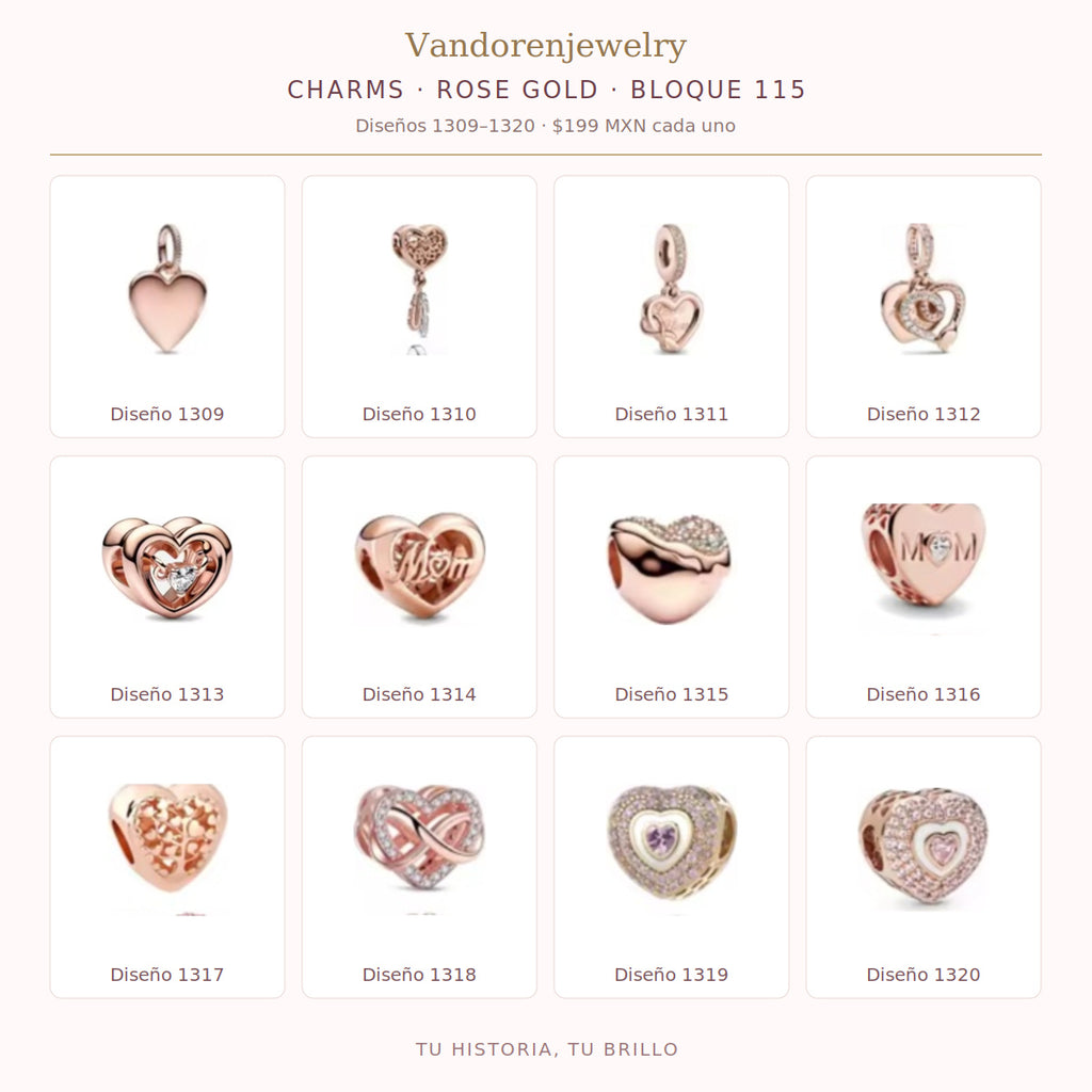 Charms Rose Gold diseños 1309 a 1320