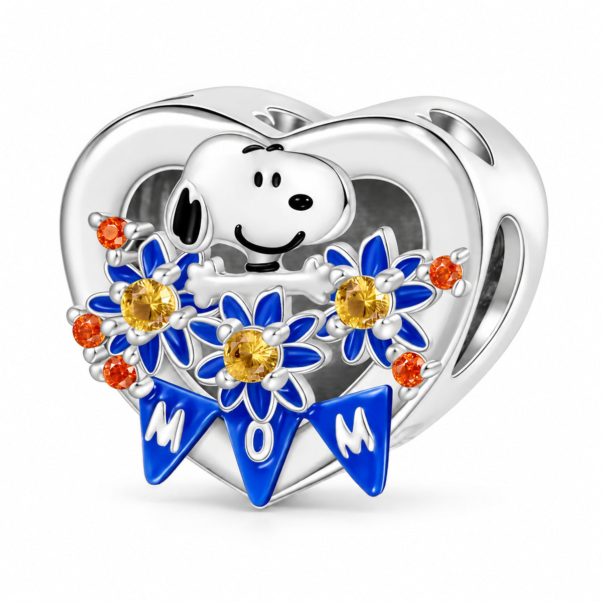 Diseño 925: Snoopy en corazón con flores MOM