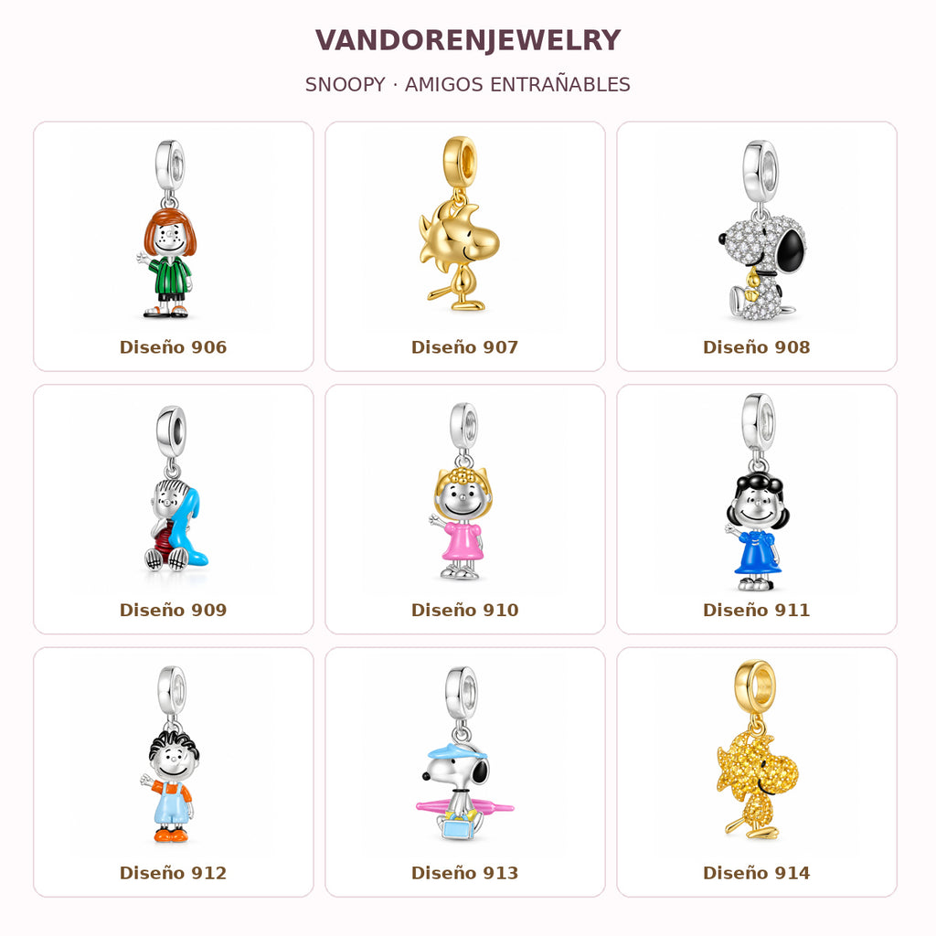 Charms Snoopy — Amigos entrañables. Diseños 906 a 914